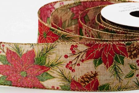 Exquisite Poinsettia Wired Ribbon_KF6347G-14-3_natural